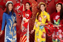 Các hoa hậu, á hậu rạng rỡ gửi lời chúc Tết Tân Sửu 2021 đến mọi người (Ảnh: Milor Trần) 