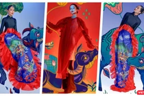 Hoa hậu H’Hen Niê tôn vinh tranh dân gian Đông Hồ trong bộ ảnh Tết (Ảnh: Nguyễn Minh Đức) 