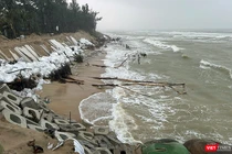 Khu vực bờ biển phường Hội An Tây bị sạt lở nghiêm trọng sau đợt mưa lũ cuối tháng 10, đầu tháng 11/2025.