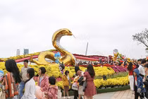 Linh vật năm Ất Tỵ tại đường hoa xuân Bạch Đằng, TP Đà Nẵng.