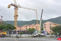 Hiện trường vụ sập cần cẩu tháp tại công trình Dự án Hiyori Aqua Tower (Đà Nẵng).