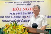 Ông Lê Văn Trung, Chủ tịch Uỷ ban MTTQ Việt Nam TP Đà Nẵng phát biểu tại Hội nghị phát động “Giải báo chí phòng, chống tham nhũng, lãng phí, tiêu cực lần thứ 5, năm 2024-2025”.