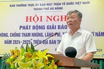 Ông Lê Văn Trung, Chủ tịch Uỷ ban MTTQ Việt Nam TP Đà Nẵng phát biểu tại Hội nghị phát động “Giải báo chí phòng, chống tham nhũng, lãng phí, tiêu cực lần thứ 5, năm 2024-2025”.