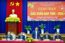 Ông Lương Nguyễn Minh Triết - Bí thư tỉnh Quảng Nam phát biểu tại buổi giao ban đầu xuân Giáp Thìn 2024. (Ảnh Quang Thọ)