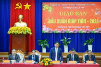 Ông Lương Nguyễn Minh Triết - Bí thư tỉnh Quảng Nam phát biểu tại buổi giao ban đầu xuân Giáp Thìn 2024. (Ảnh Quang Thọ)