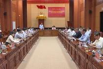 Quang cảnh Hội nghị công bố kế hoạch kiểm tra của Ban Bí thư năm 2024 đối với Ban Thường vụ Tỉnh uỷ Quảng Nam.
