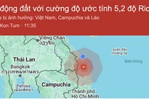 Vị trí trận động đất xảy ra vào khoảng 11h35 ngày 28/7 tại tỉnh KonTum khiến nhiều nhà cửa ở Đà Nẵng bị rung lắc
