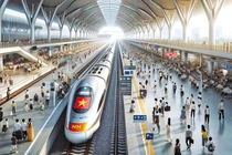 Phối cảnh đường sắt tốc độ cao trên trục Bắc - Nam.