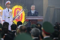 Đồng chí Tô Lâm, Ủy viên Bộ Chính trị, Chủ tịch nước Cộng hòa xã hội chủ nghĩa Việt Nam, Trưởng Ban Lễ tang đọc Lời điếu Tổng Bí thư Nguyễn Phú Trọng tại Lễ Truy điệu ngày 26/7/2024.