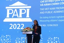 Bà Ramla Khalidi, đại diện thường trú UNDP phát biểu tại sự kiện công bố báo cáo PAPI 2022