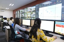 Hệ thống camera trên màn hình tại Trung tâm giám sát điều hành đô thị thông minh Thừa Thiên-Huế