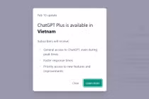 Người dùng Việt Nam khi truy cập vào trang ChatGPT được thông báo dịch vụ Plus đã sẵn sàng
