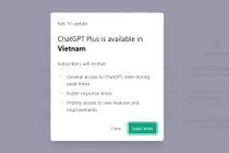 Người dùng Việt Nam khi truy cập vào trang ChatGPT được thông báo dịch vụ Plus đã sẵn sàng