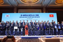 Lễ trao Biên bản ghi nhớ giữa Tập đoàn Công nghệ CMC và Samsung C&T trước sự chứng kiến của Tổng Bí thư Tô Lâm, Thủ tướng Hàn Quốc Kim Min Seok. Ảnh: CMC