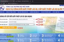 Cổng dịch vụ cấp giấy phép lái xe của Tổng Cục đường bộ Việt Nam