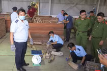 Cơ quan chức năng kiểm đếm lô hàng ngà voi nhậu lậu tại cảng Đà Nẵng