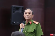 Đại tá Trần Mưu – Phó Giám đốc Công an TP Đà Nẵng trả lời báo giới tại Họp báo định kỳ Quý 1/2019 do UBND TP Đà Nẵng tổ chức diễn ra chiều 24/4.