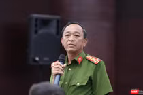 Đại tá Trần Mưu – Phó Giám đốc Công an TP Đà Nẵng trả lời báo giới tại Họp báo định kỳ Quý 1/2019 do UBND TP Đà Nẵng tổ chức diễn ra chiều 24/4.