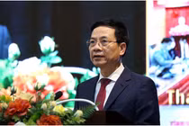 Bộ trưởng Nguyễn Mạnh Hùng phát biểu tại Hội nghị. Ảnh Mic