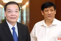 Chủ tịch UBND TP Hà Nội Chu Ngọc Anh (trái) và Bộ trưởng Bộ Y tế Nguyễn Thanh Long (phải)