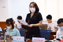 Phó Chánh Văn phòng Sở Y tế TP.HCM, bà Lê Thiện Quỳnh Như phát biểu tại họp báo chiều ngày 25/8