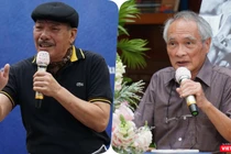 Nhạc sĩ Trần Tiến và nhà thơ Hoàng Hưng xúc động chia sẻ về thi sĩ Hoàng Cầm. Ảnh: Hoà Bình