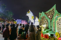 Người dân và du khách du xuân tại đường hoa Xuân Đà Nẵng.