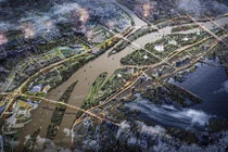 Phối cảnh dự án đại lộ và cảnh quan ven sông Hồng.