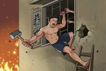 Thanh niên bất chấp nguy hiểm cứu người trong vụ cháy ở Trung Kính. Ảnh: VietNamNet.