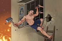 Thanh niên bất chấp nguy hiểm cứu người trong vụ cháy ở Trung Kính. Ảnh: VietNamNet.