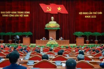 Tổng Bí thư Nguyễn Phú Trọng phát biểu bế mạc hội nghị. 