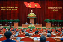 Tổng Bí thư Nguyễn Phú Trọng phát biểu bế mạc hội nghị. 