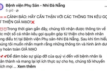 Bệnh viện Phụ sản – Nhi Đà Nẵng cảnh báo thông tin kêu gọi từ thiện giả mạo trên mạng xã hội