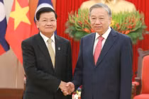Tổng bí thư Tô Lâm tiếp Tổng bí thư, Chủ tịch nước Lào nhân dịp Lễ mở ký Công ước Hà Nội