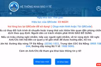 Giao diện ứng dụng khai báo y tế bằng QRcode được Đà Nẵng triển khai để kiểm soát phòng dịch COVID-19