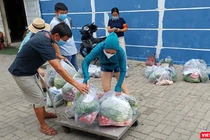 Người dân vùng phong toả cách ly y tế trên địa bàn phường Nại Hiên Đông (quận Sơn Trà, Đà Nẵng) được "đi chợ giúp"và giao thực phẩm tận tay