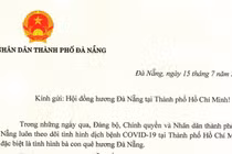 Bức thư của ông Lê Trung Chinh - Chủ tịch UBND TP Đà Nẵng gửi bà con Đà Nẵng tại TP HCM