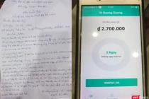 Đơn trình báo của nạn nhân và số tiền nợ phải trả thông báo qua app di động khi sử dụng tín dụng trên nền tảng di động
