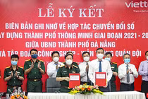 Quang cảnh lễ ký kết biên bản ghi nhớ về xây dựng TP thông minh giai đoạn từ năm 2021 – 2025 giữa UBND TP Đà Nẵng và Tập đoàn Viettel (ảnh danang.gov.vn)