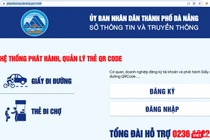 Giao diện ứng dụng cấp giấy đi đường QRCode cho người dân, doanh nghiệp trên địa bàn TP Đà Nẵng