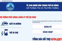 Giao diện ứng dụng cấp giấy đi đường QRCode cho người dân, doanh nghiệp trên địa bàn TP Đà Nẵng