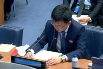 Người phụ trách Phái đoàn thường trực Triều Tiên tại Liên Hợp Quốc phát biểu bác bỏ thông tin của Hàn Quốc về Triều Tiên gửi quân hỗ trợ Nga (Ảnh: Yonhap)