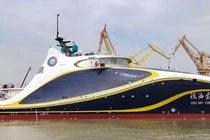 Tàu sân bay không người lái thông minh Zhu Hai Yun dùng cho các phương tiện không người lái của Trung Quốc (Ảnh: Guangming).