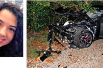 Nạn nhân 22 tuổi Leon và chiếc Tesla Model S gây tai nạn. Ảnh: Takungpao.