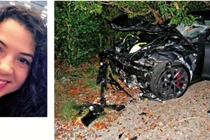 Nạn nhân 22 tuổi Leon và chiếc Tesla Model S gây tai nạn. Ảnh: Takungpao.