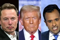 Ông Donald Trump rất tin tưởng hai doanh nhân Elon Musk và Vivek Ramaswamy sẽ giúp ông làm tinh gọn bộ máy chính quyền (Ảnh: Worldjournal)