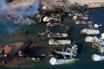 Hình ảnh các tàu tên lửa lớp OSA-2 bị chìm tại cảng Tartus. Ảnh: QQnews.