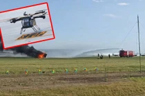 Một chiếc eVTOL bốc cháy dữ dội sau khi bị rơi do va chạm. Ảnh: Ifeng.