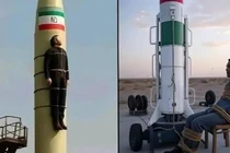 Ảnh giả do AI tạo ra về gián điệp Israel bị bắt, được Iran trói vào tên lửa phóng trả về. Ảnh: Zaobao