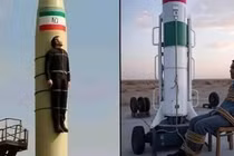 Ảnh giả do AI tạo ra về gián điệp Israel bị bắt, được Iran trói vào tên lửa phóng trả về. Ảnh: Zaobao